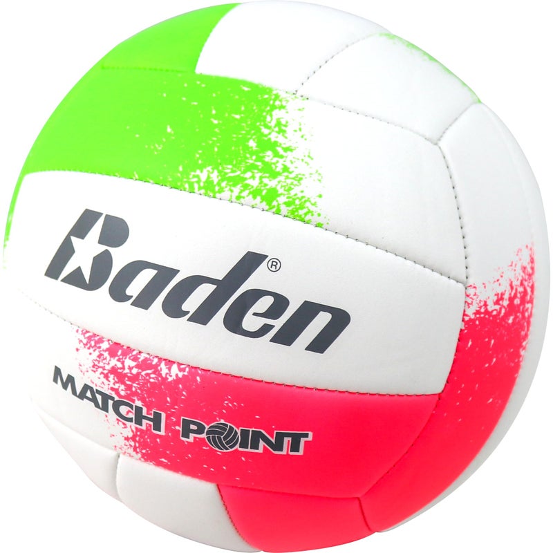 Baden | Match Point | Cushioned Synthetic Leather | Outdoor Recreation Backyard Volleyball + College Camp Ball | All Ages | Official Size 5 | Neon Pink/Green/White - Image 5